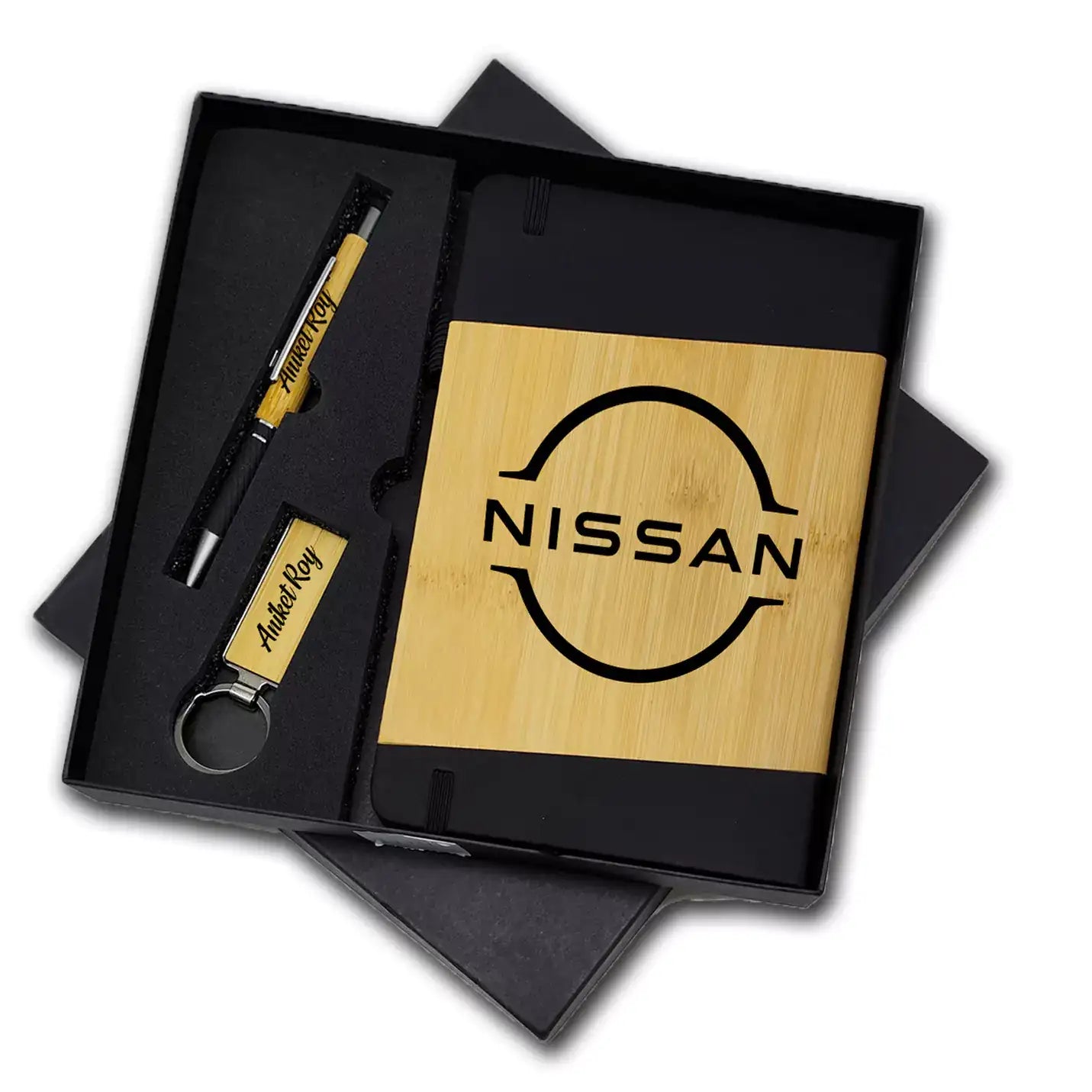 Elite Bamboo Diary, Pen & Keychain Combo Gift Set Img 2